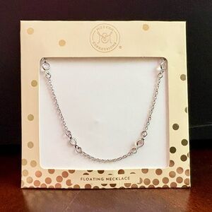 NWT, Modern Expressions Floating Silver Necklace with Crystal Rhinestones
